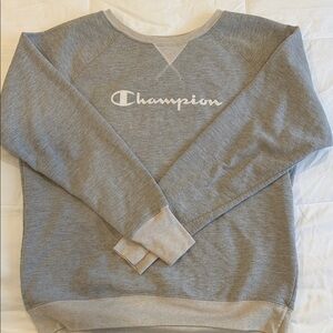 Champion Light Heather Gray Crewneck Sweatshirt with White Logo